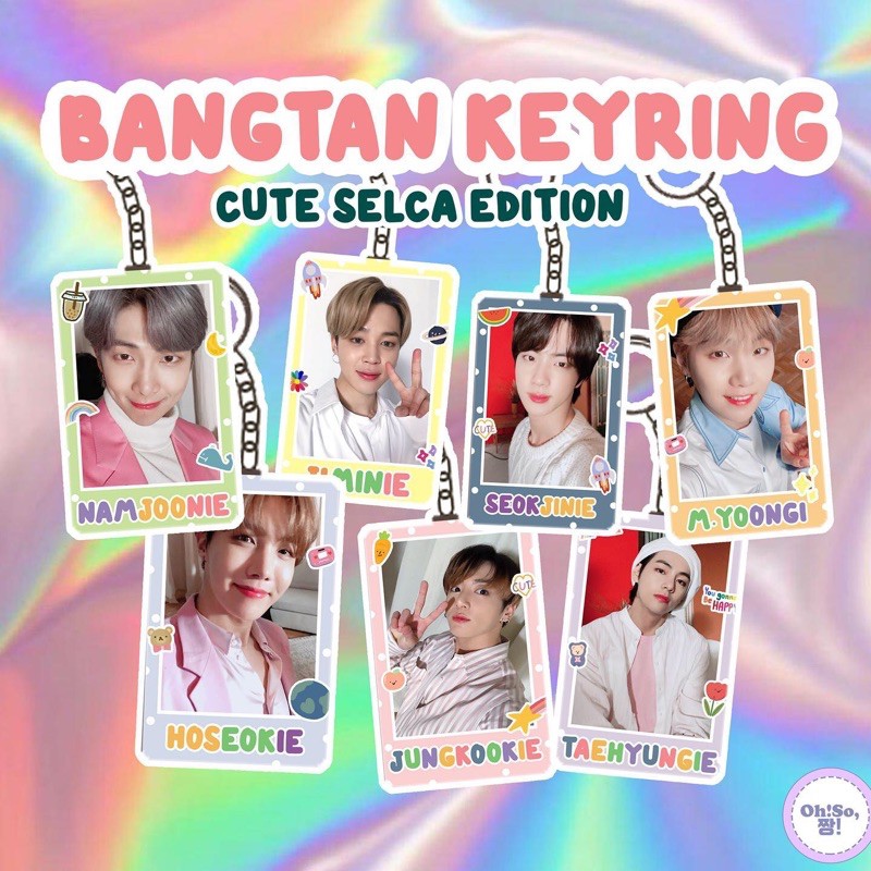 BTS BANGTAN CLEAR CUTE SELCA KEYRING KEYCHAIN GANTUNGAN KUNCI