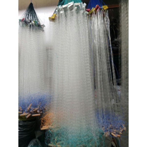 Jaring ikan ~ senar 0.20 ~ jaring bentang ~ siap pakai ~ pemberat lanting tanah