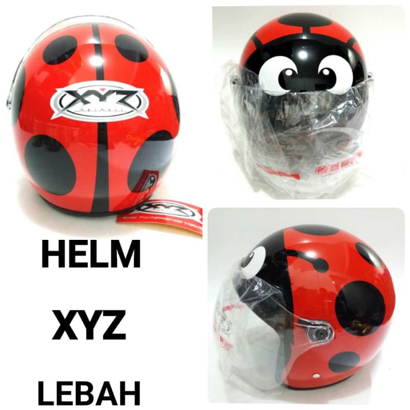 HELM DEWASA ORIGINAL XYZ ALL SIZE KUMBANG HITAM MERAH KACA HITAM BENING