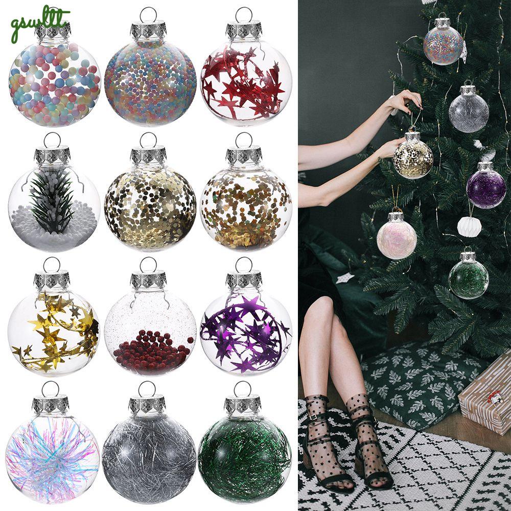 10Pcs Clear Plastic Craft Ball Transparent Heart Bauble Gift Box Decorations