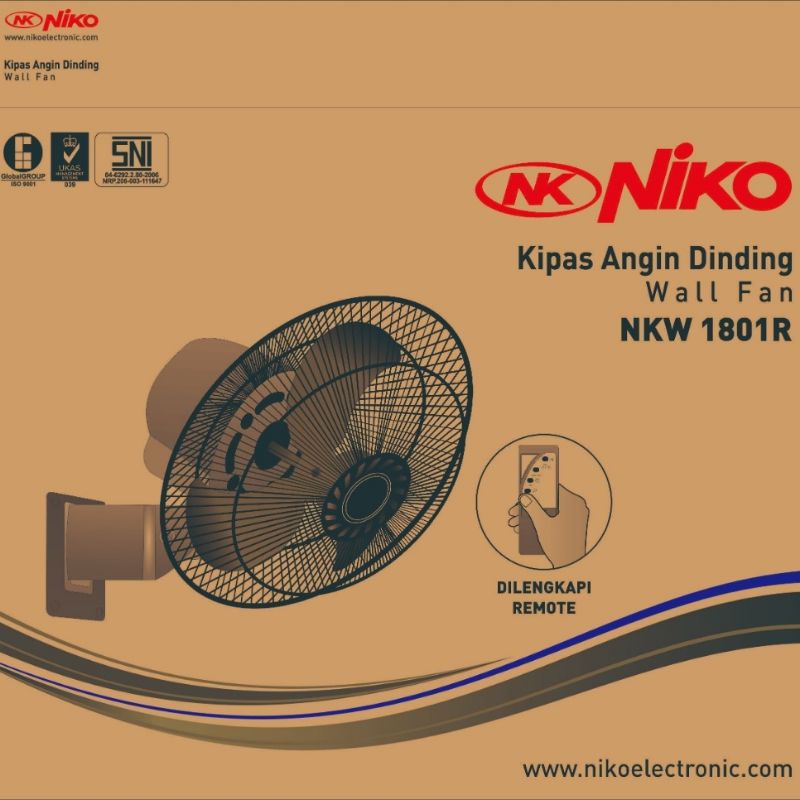 Niko Kipas Angin Dinding Besi + Remote 18 Inch / Wall Fan NKW-1801R