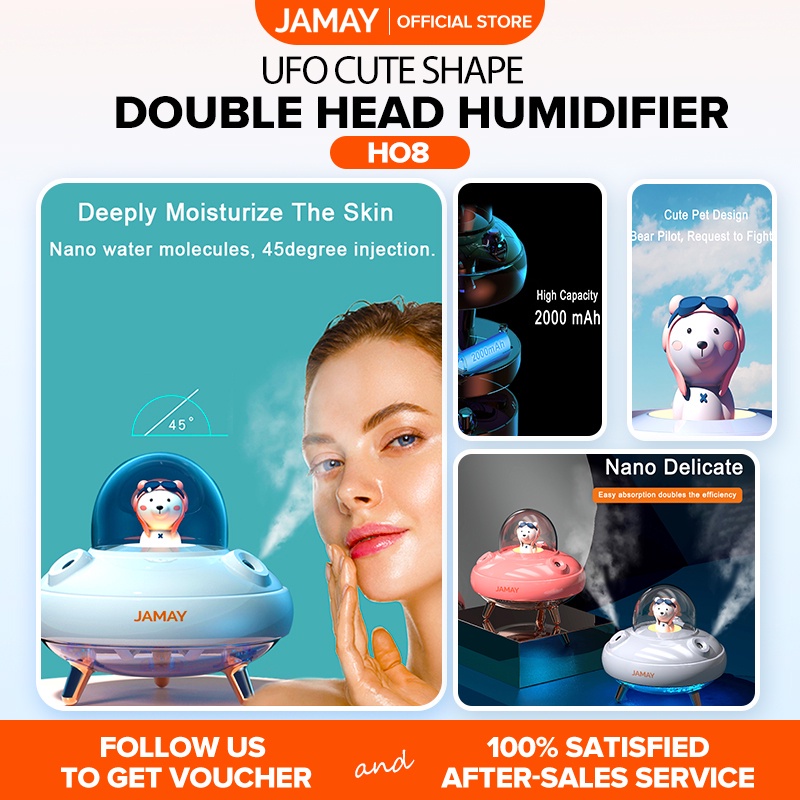 Jual JAMAY HO8 Desktop Humidifier 400ML Dual Nozzles UFO Humidifier