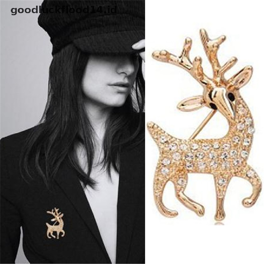 [OOID] Women Fashion High Quality Exquisite Sika Deer Brooch Shining Rhinestone Jewelry ID