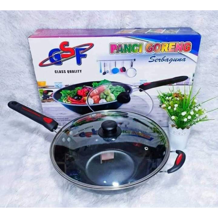 PANCI WAJAN GORENG PENGGORENGAN SERBAGUNA TEFLON TUTUP KACA  UK 32CM GSF 1032K / GSF -1032K  / WAJAN GSF 1132K / GSF-1132K