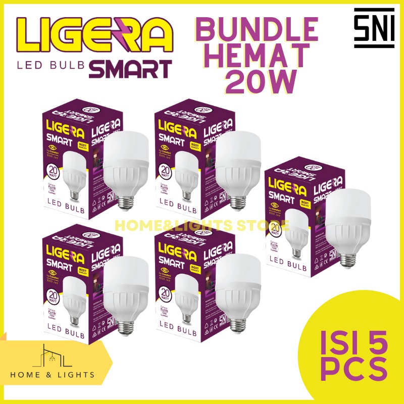 LIGERA Paket Bundling LED Smart 20W Hemat Energi 5 PCS