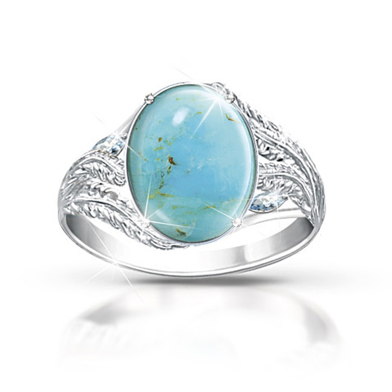 Cincin Batu Permata Turquoise Untuk Wanita