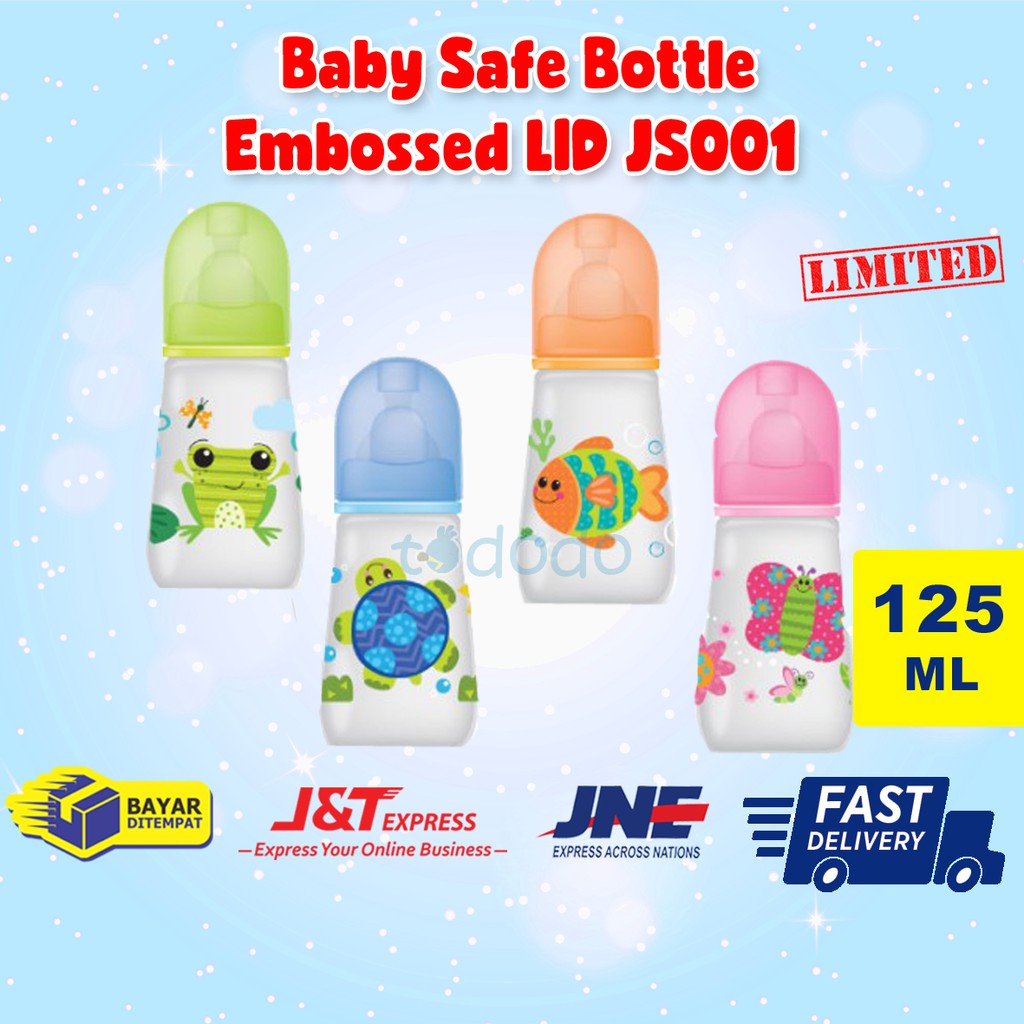 Botol Susu Bayi Baby Safe Bottle Embossed LID 125ml JS001