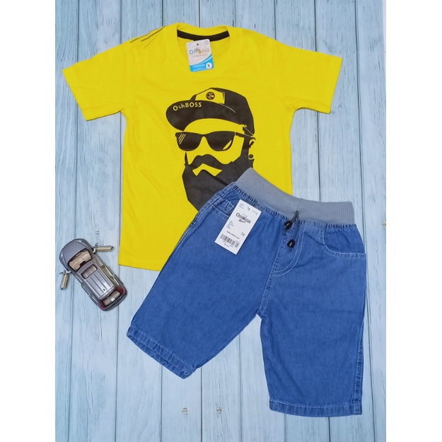 STJR - PREMIUM SETELAN BAJU KAOS ANAK MOTIF KARAKTER DAN JEANS PENDEK 1-10 TAHUN PART 1-topi jenggot