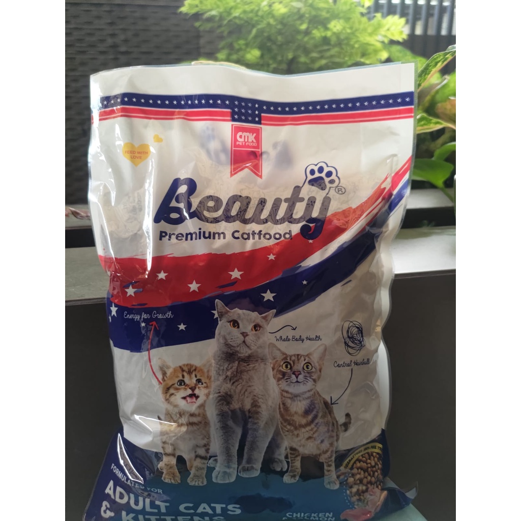 Beauty Premium Kitten Adult Cat Food Chicken Salmon Repack 1kg