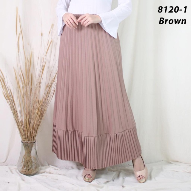 BD 8120 - ROK PLISKET MUSLIM ABG MURAH ALLSIZE L KARET MELAR HYGET CANTIK GROSIR POLOS LIDI MAYUNG