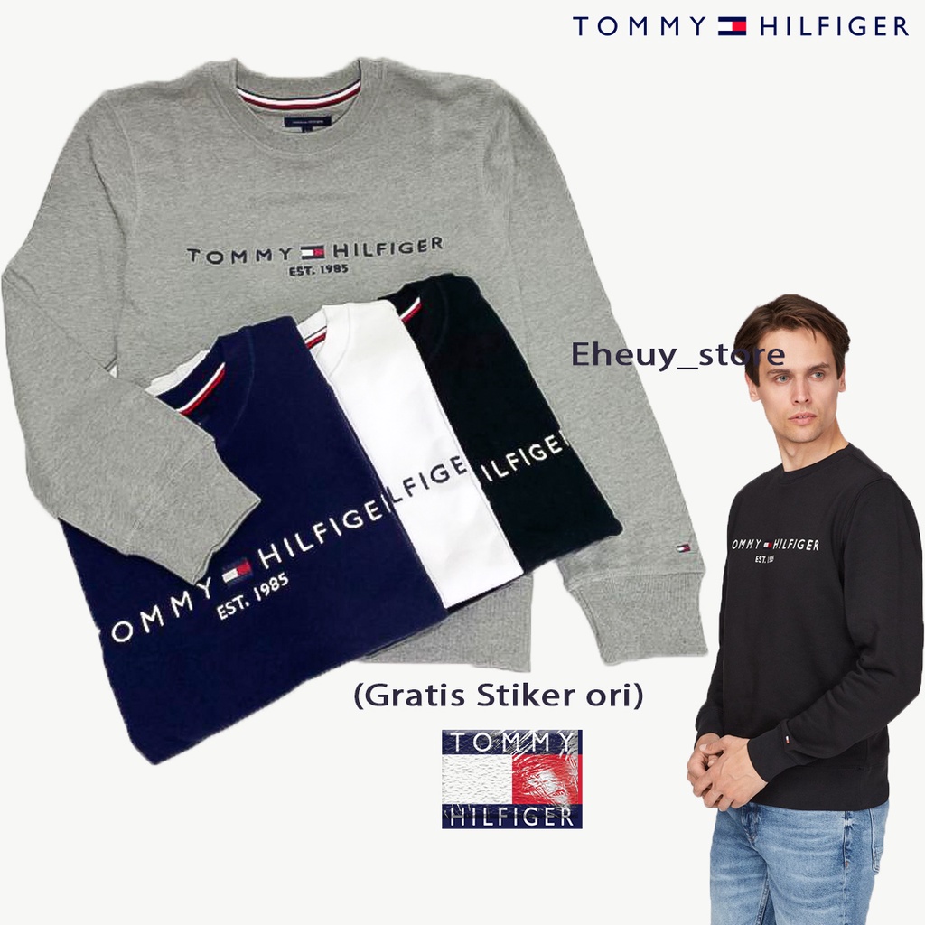Crewneck Tommy Hilfiger Classic Logo Bordir 100% ORIGINAL Sweater tommy hilfiger flag logo