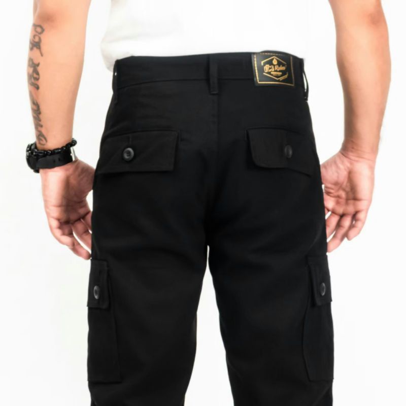 Wisdom Project - Celana Kargo Standar Reguler Fit  Original Non Stretch Canvas premium - Black