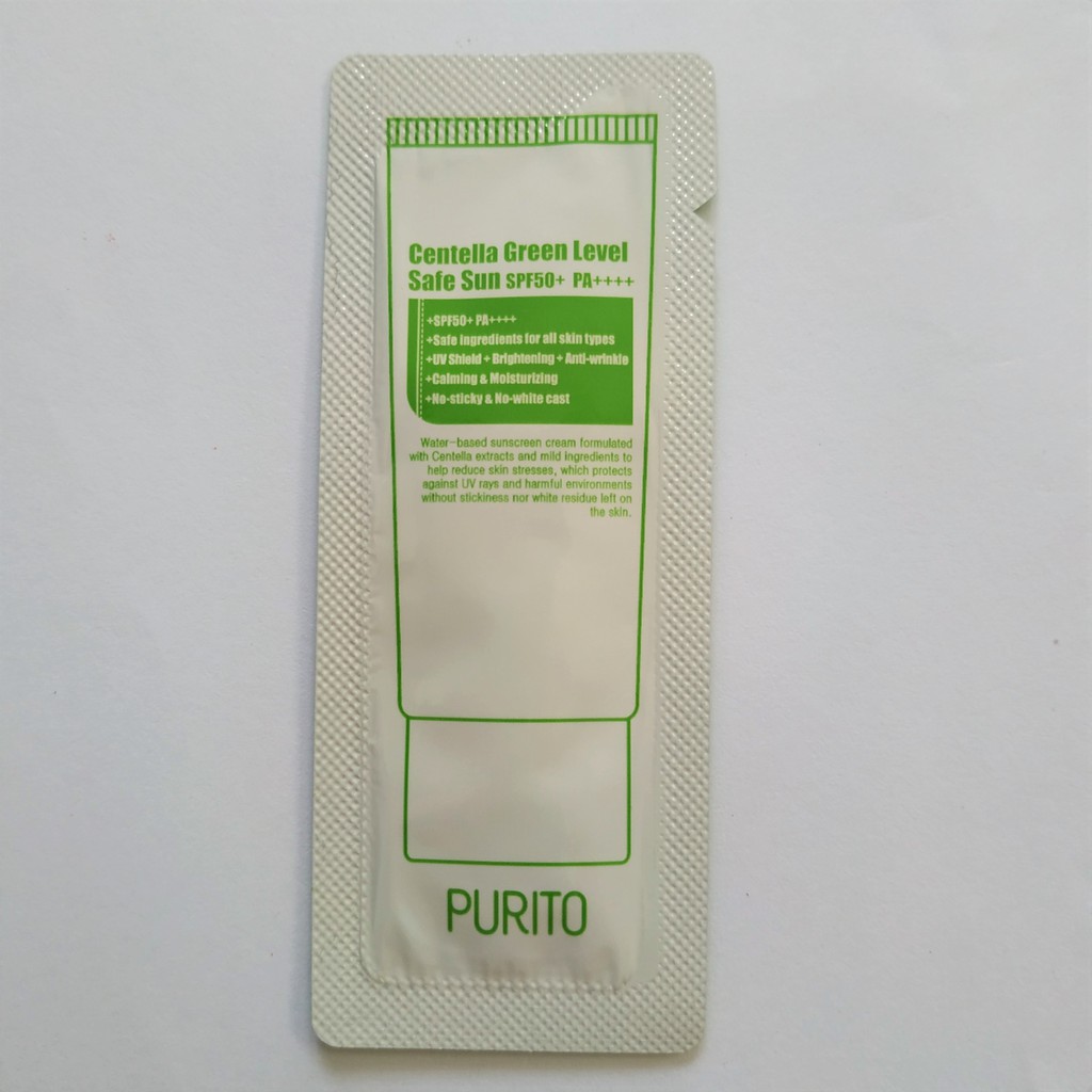 Purito Centella Green Level Safe Sun SPF50+ PA+++ Sunblock Wajah Cream Suncream Sample Sachet