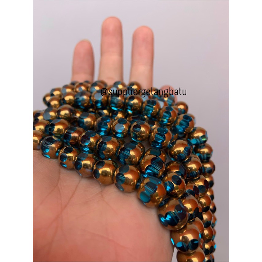 kristal BINGKAI GOLD 10mm biru tosca bahan spacer gelang kalung rangka