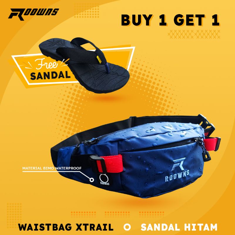 Tas Selempang Pria Waistbag Slempang Cowok Weistbag Waitsbag Waterproof Wesbag Free Sendal Gunung Jepit Xtrail Nv