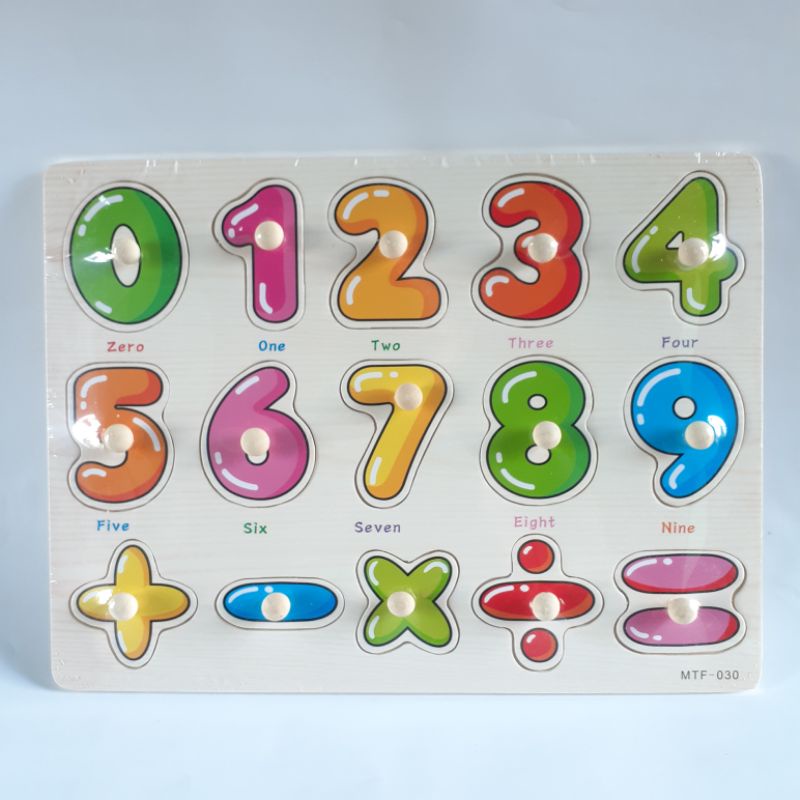 JIGSAW PUZZEL PUZZLE KAYU KNOB MAINAN EDUKASI EDUKATIF ANAK BAYI BALITA 1 TAHUN MURAH COD READY A1-Perkalian 030