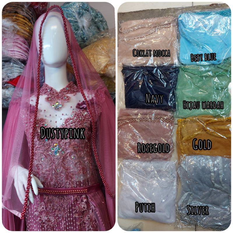 kerudung akad mutiara/kerudungnpesta