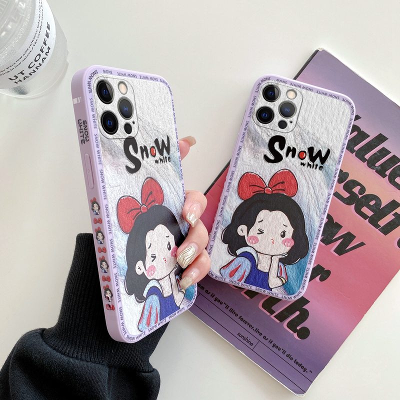 Cute Snow White Series Protect Case OPPO A9 A53 A33 A31 2020 A15 A15S C1 XT A3S A7 A12 A11K A95 F9 Pro A57 A39 F1S A83 K5 5 6 Casing Y11 Y12i Y15 Y17 Z1 Pro Y50 Y30i Y20i Y20S Y12S Y91C Y93 V5 V5S V5 Lite Y83 Y81 V9 Cartoon Girl Fashio