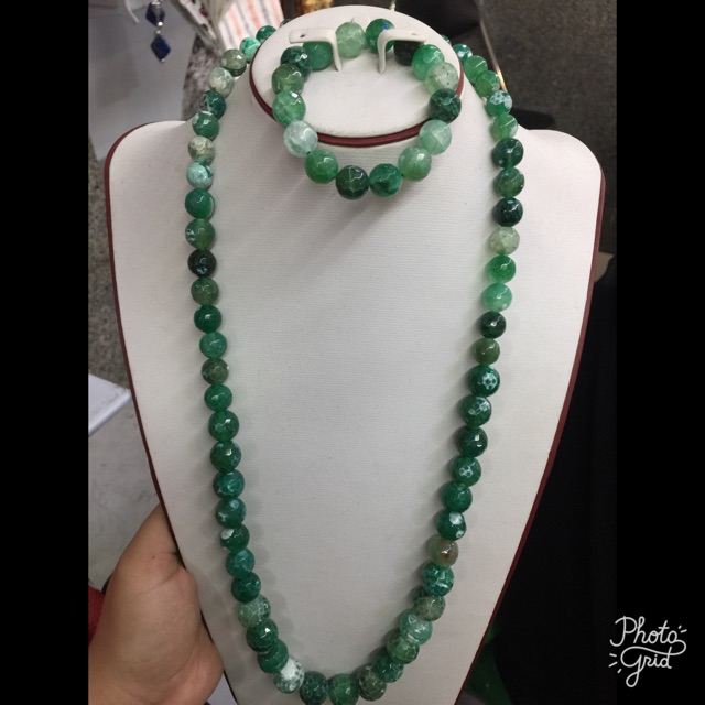 Kalung Batu Giok Kalimantan+Gelang FREE BOX EKSLUSIF