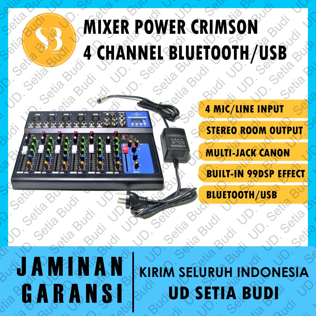 Mixer Power Crimson 4 Channel Bluetooth USB