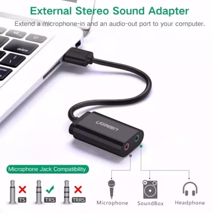 Ugreen Adapter Soundcard External usb 2.0 Converter Usb to Aux 3.5 mm