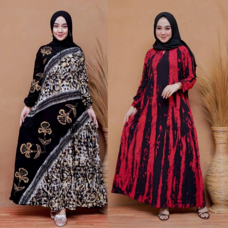 GAMIS TWIL RAYON TERLARIS GAMIS WANITA MOTIF BATIK