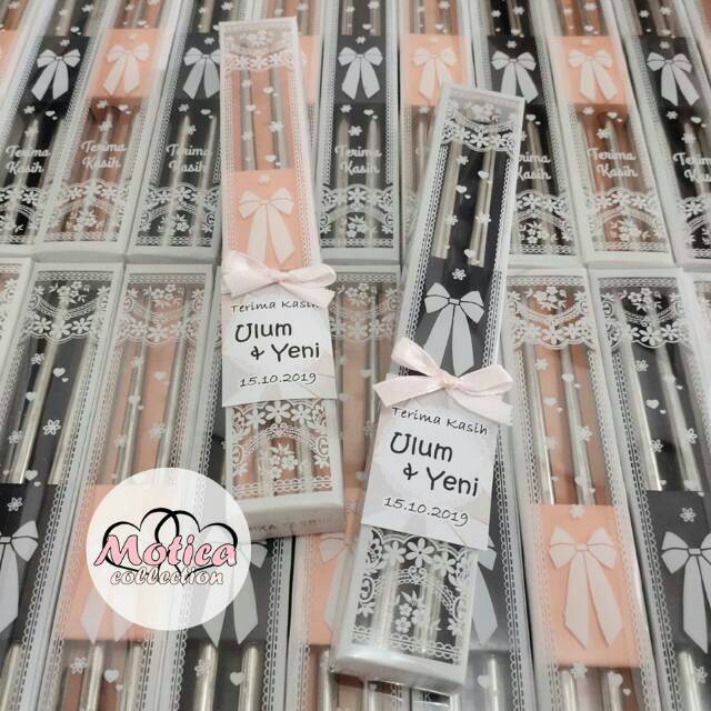 

( + pita & card ) Souvenir Pernikahan Murah Sumpit Stainless