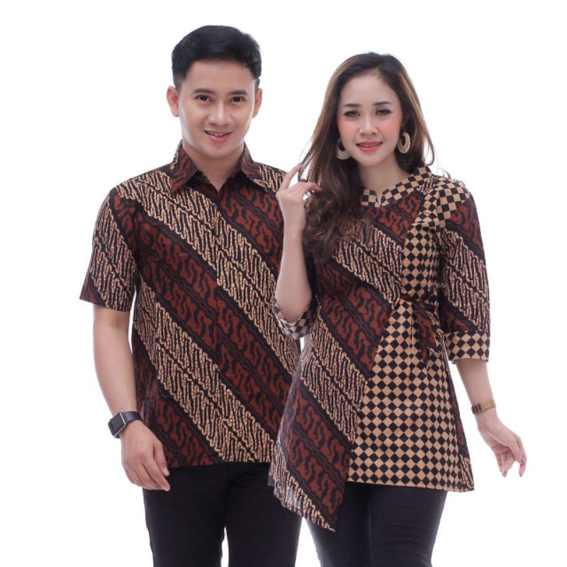 Couple atasan wanita batik kemeja batik pria lengan pendek size M.L.XL.XXL ori GOEDANK store batik