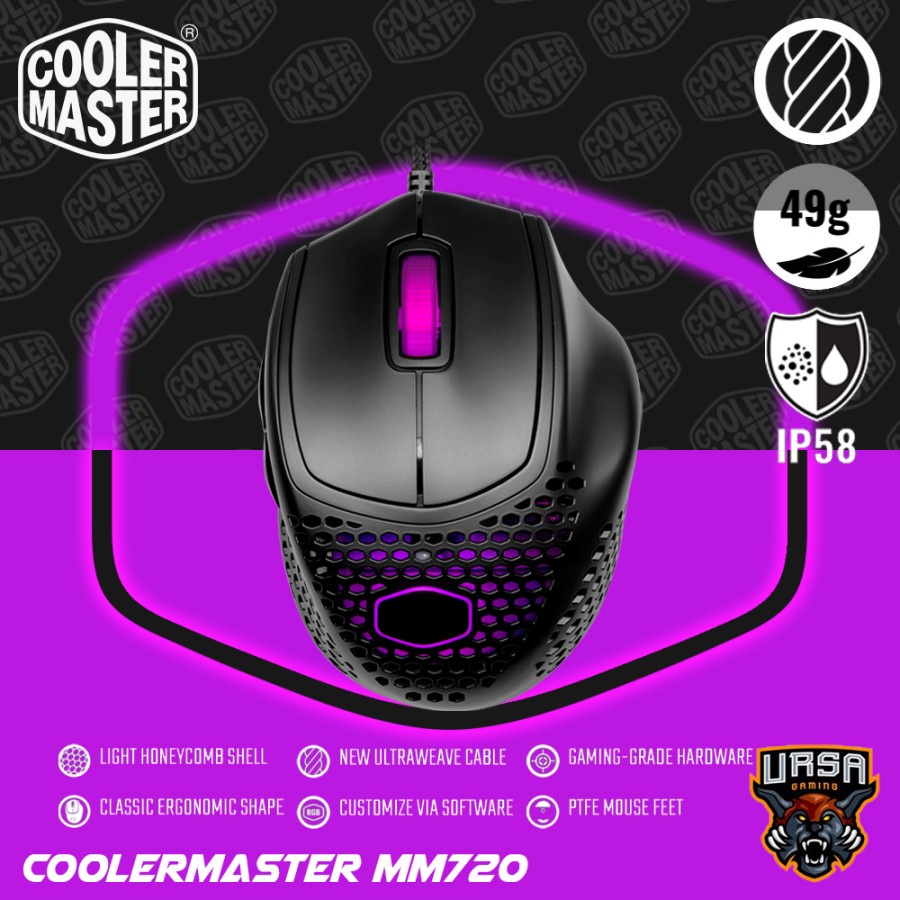 Mouse Cooler Master MM720 Gaming Mouse - Honeycomb - Matte Black