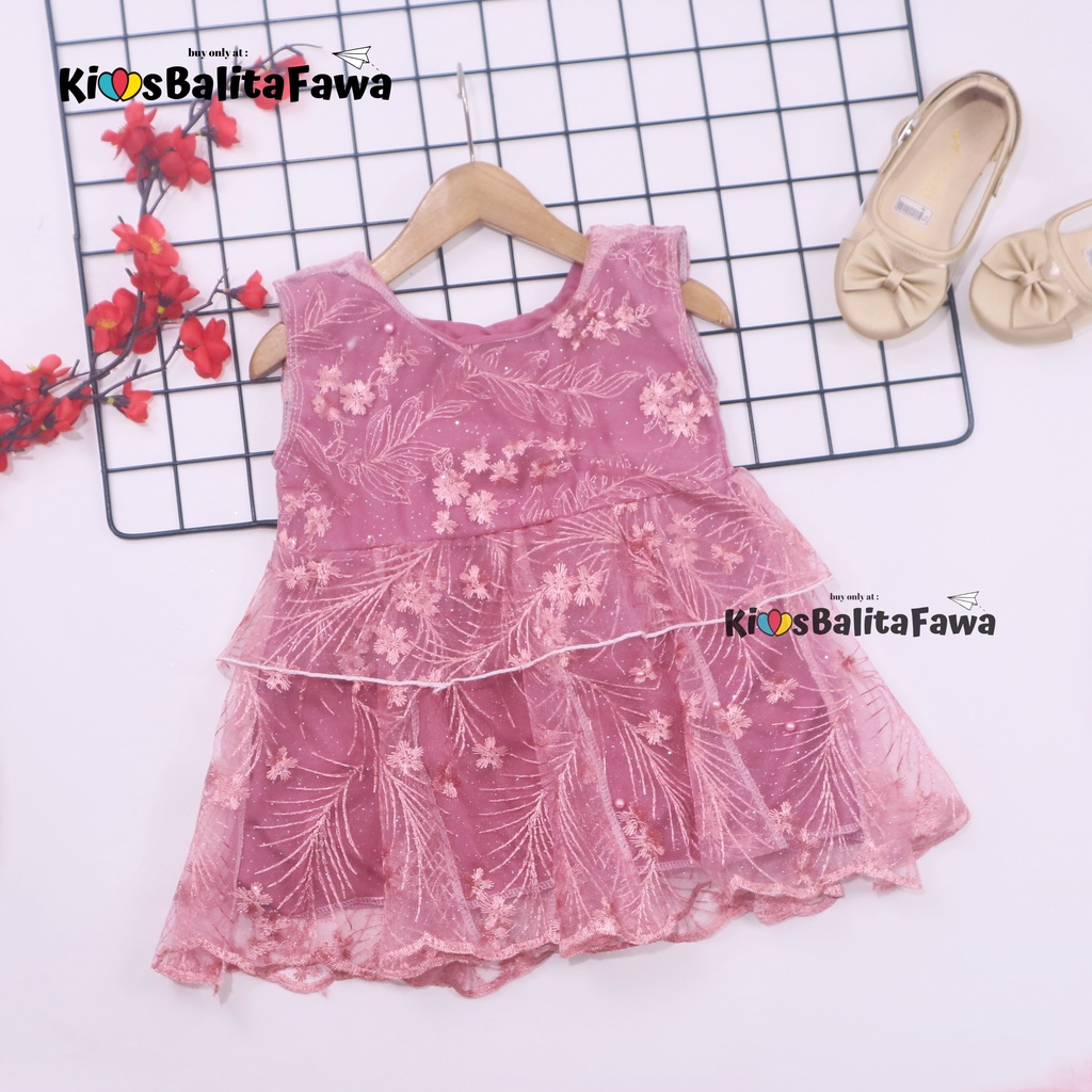 Dress Inara uk Bayi - 4 Tahun / Dres Brukat Anak Perempuan Kondangan Baju Kensi Premium Gaun Pesta