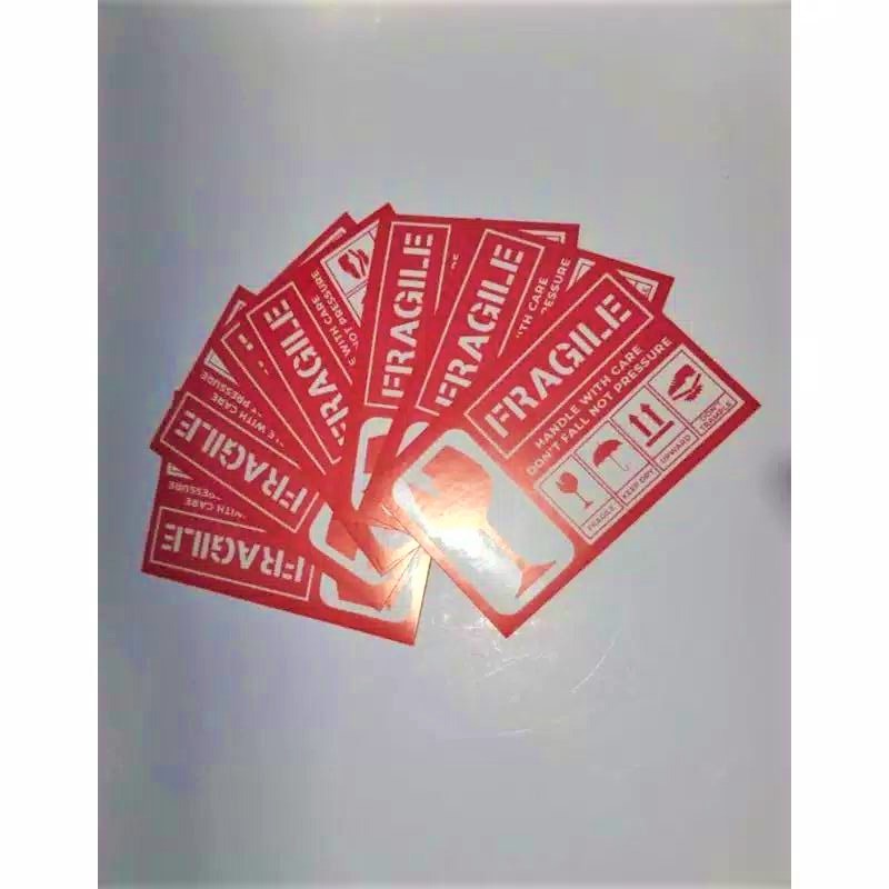 Sticker Fragile 8X6cm stiker fragil pecah belah kirim paket packing waterproof jangan dibanting