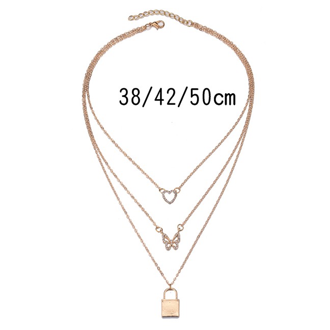 LRC Kalung Fashion Gold Color Alloy Multilayer Lock P82864