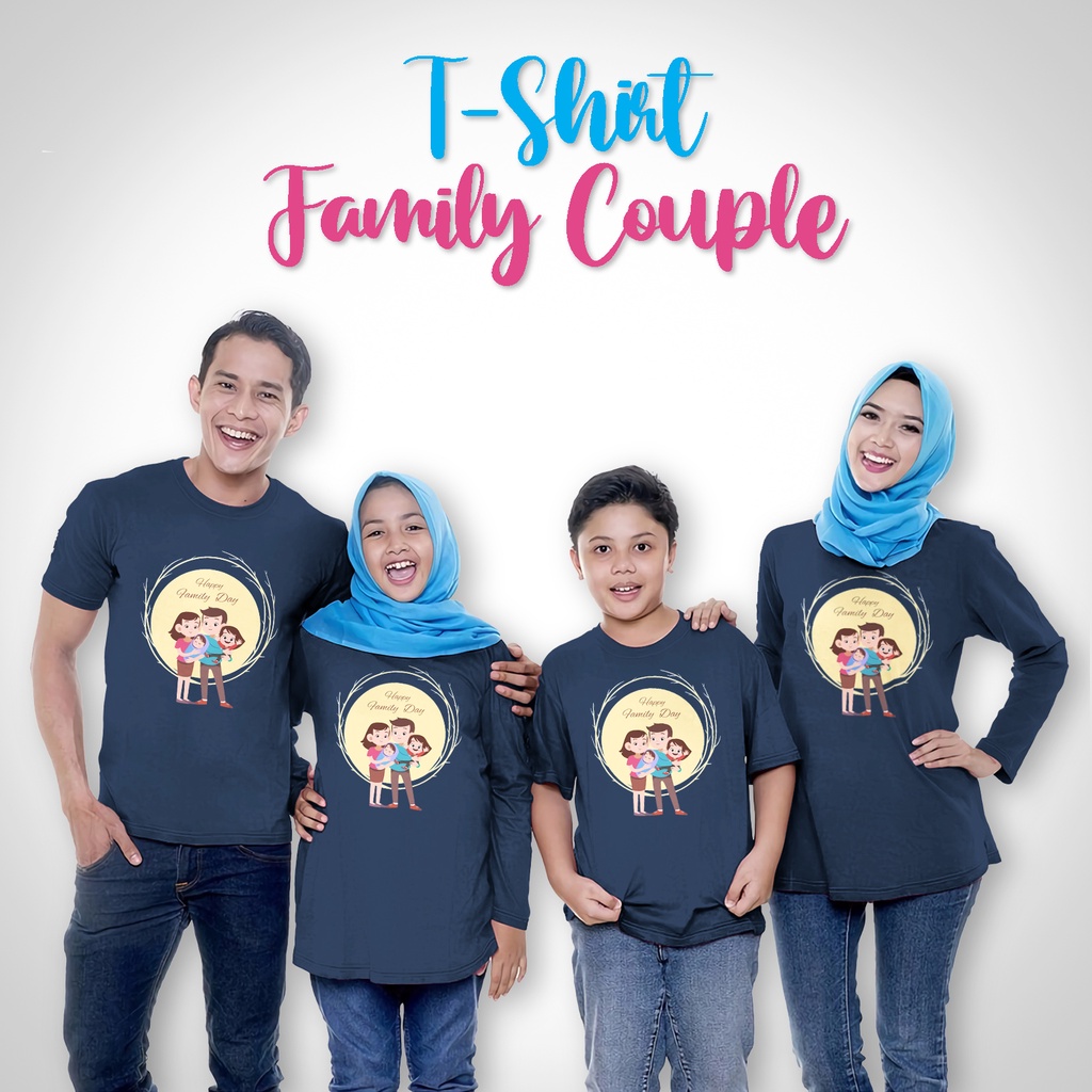 Kaos Keluarga Family Couple Lengan Pendek dan Lengan Panjang Motif Family Day
