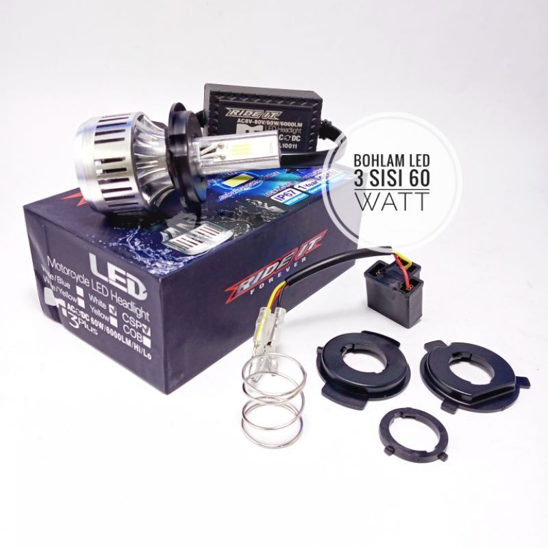 BOHLAM LAMPU LED MOTOR 3 SISI 4 SISI DOP LED M3 M4 60 WATT 80 WATT RIDE IT BEAT TIGER VARIO VIXION UNIVERSAL-3