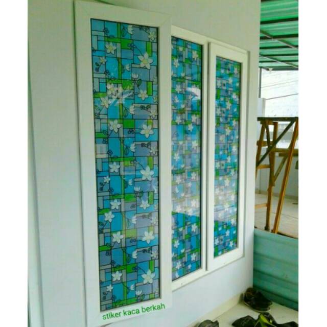 

Stiker/sticker kaca motif bunga warna