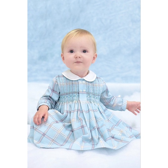 sarah louise “audrey” mint checked smocked dress