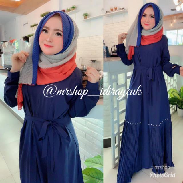 Gamis abaya include inner (navy)