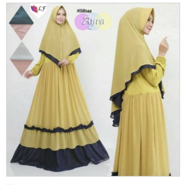 Ayra syari by LF gamis set bahan Jersey Kombi ceruty ld 110-120 fipb 140 fit xxxl