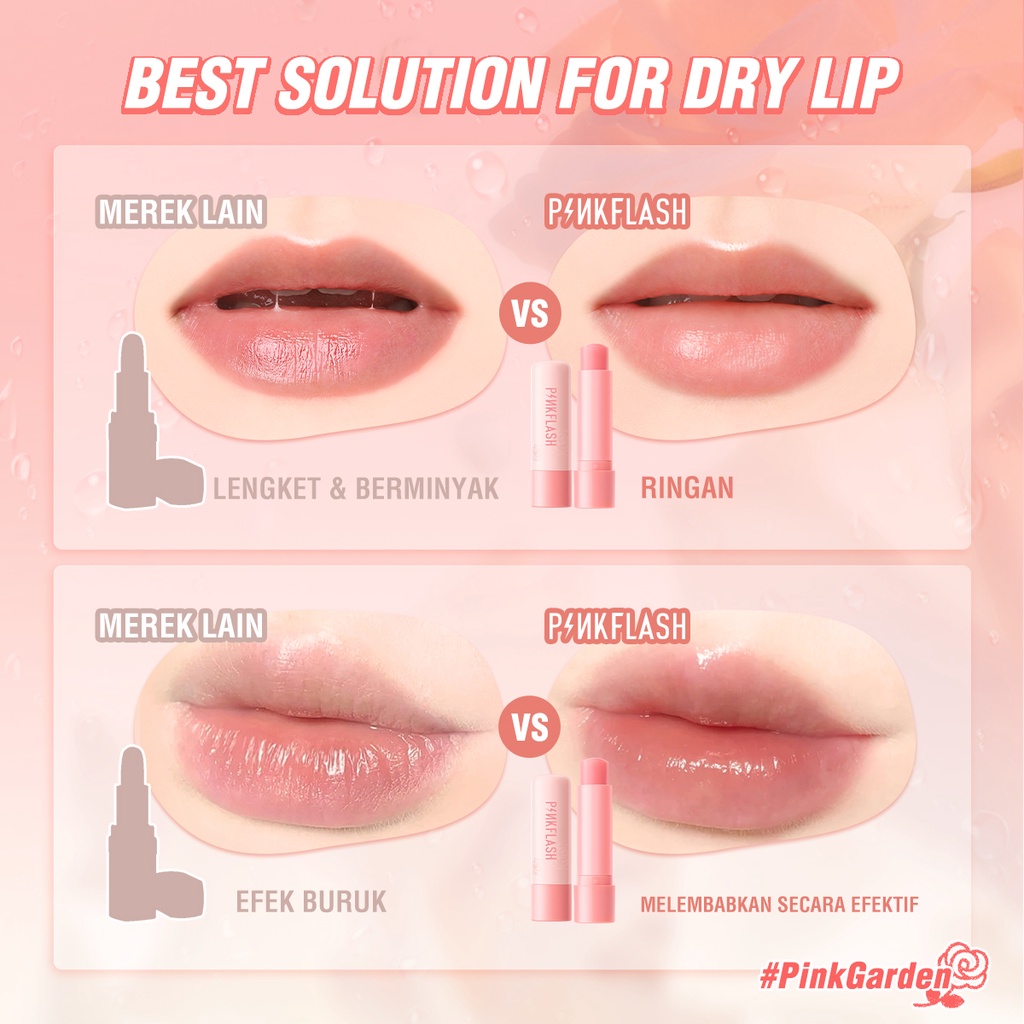 PINKFLASH Waterproof Lip Balm Lip Oil Lasting Moist Soft Lips Moisturizing Hydration Lips Cream Plumper Lip Base Care