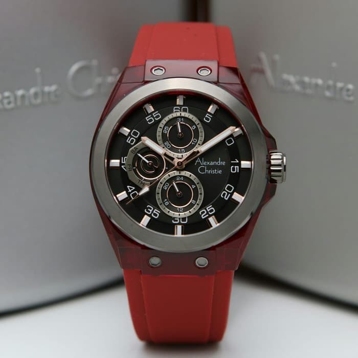 JAM TANGAN PRIA ALEXANDRE CHRISTIE AC 6546 AC6546 BLACK RED ORIGINAL