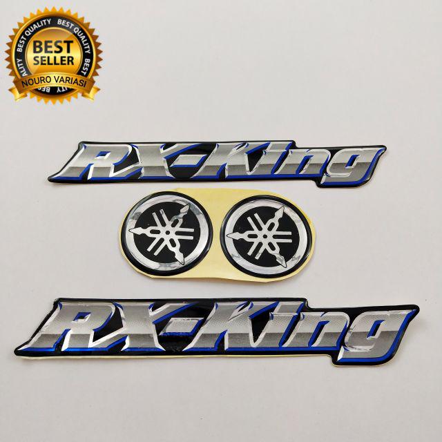 EMBLEM STIKER TIMBUL YAMAHA RX KING KUALITAS TERBAIK-SILVER list BIRU