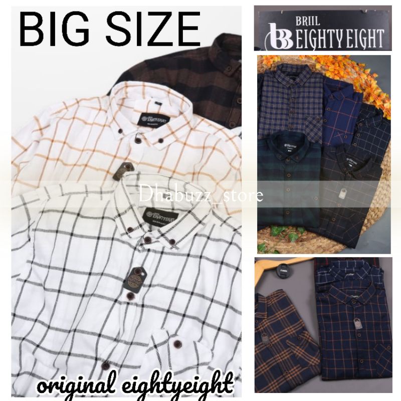 [ BIG SIZE ] Baju kemeja fanel flanel pria lengan panjang cotton original by eightyeight