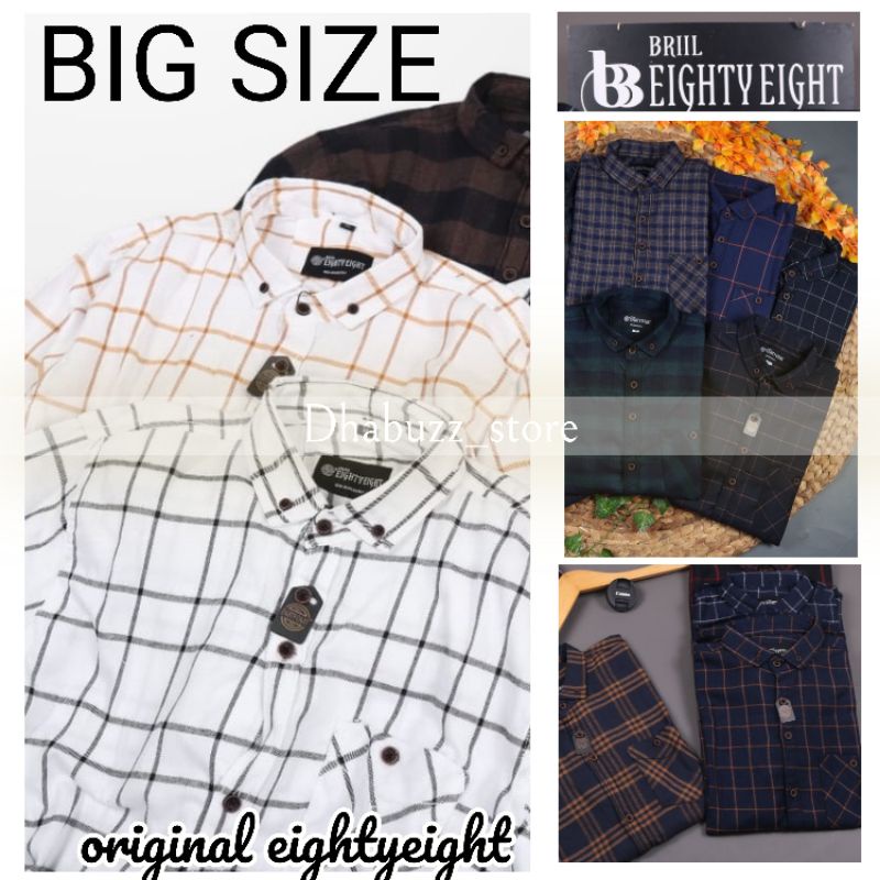 [ BIG SIZE ] Baju kemeja fanel flanel pria lengan panjang cotton original by eightyeight