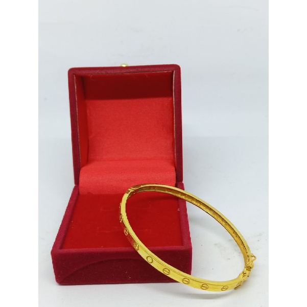 GELANG PERAK ASLI SILVER 925 LAPIS EMAS/GELANG BANGLE CART*ER POLOS/GELANG ASLI SILVER 925/FASHION WANITA