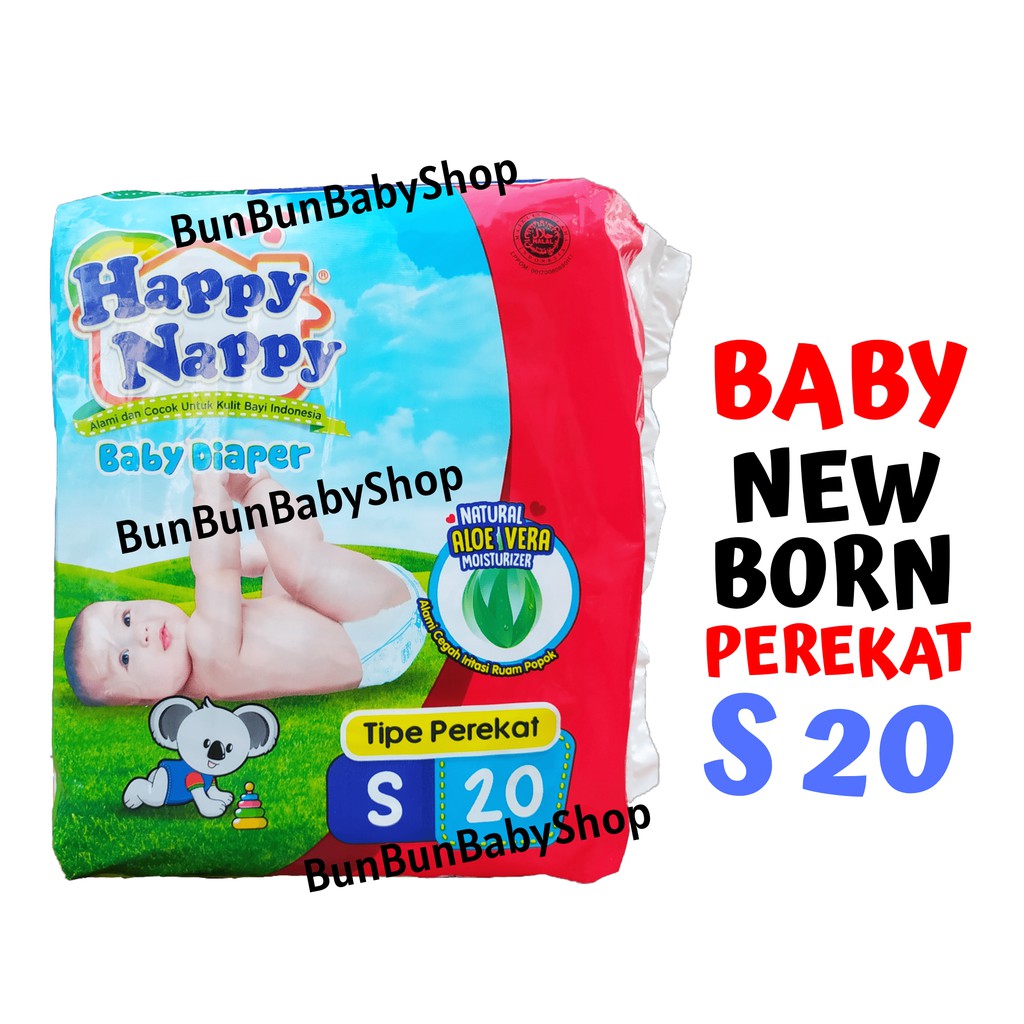 PEREKAT Happy Nappy S20 Perlengkapan Bayi Baru Lahir Diapers Baby Popok Sekali Pakai New Born Bunbun