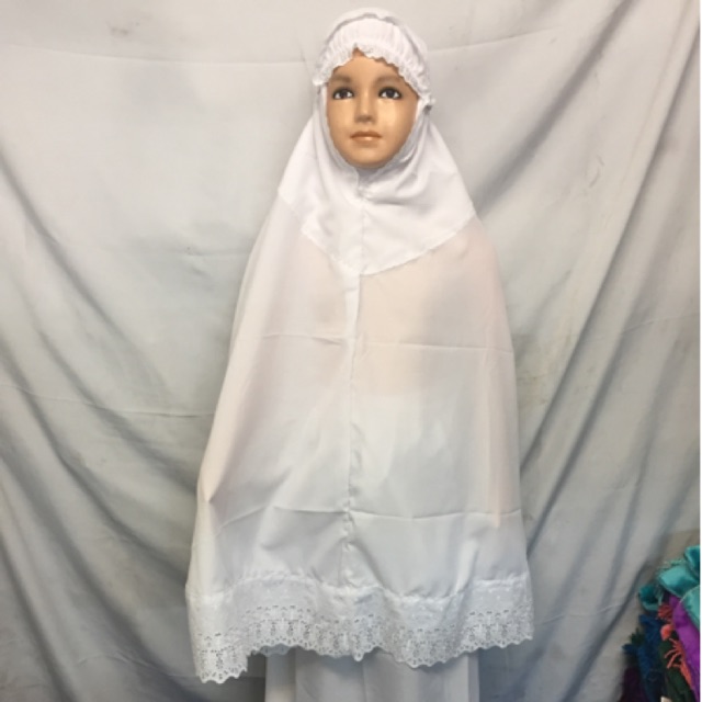 Mukena katun putih  anak abg