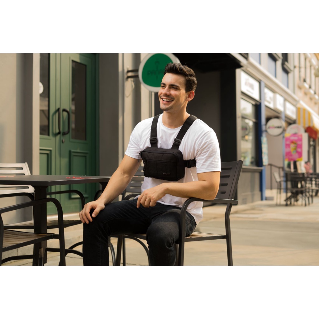 HEYLOOK ID - Chest Bag Pria TREVOR Hitam Multyfungsi Tas Depan Chestbag Ring Bag Dada Pria Cowok Tac