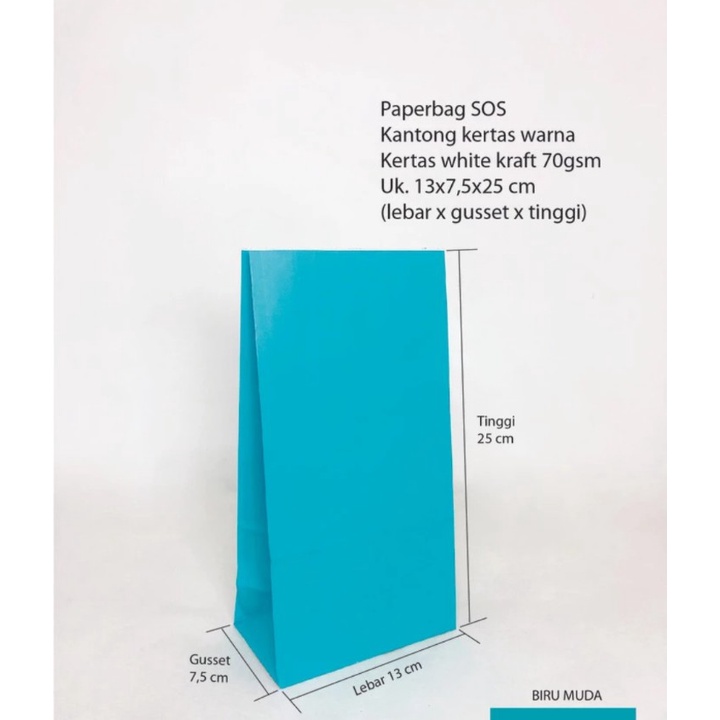 

Paperbag SOS Party Bag Biru Muda (Uk.13,7,5x25cm) 65 Gsm