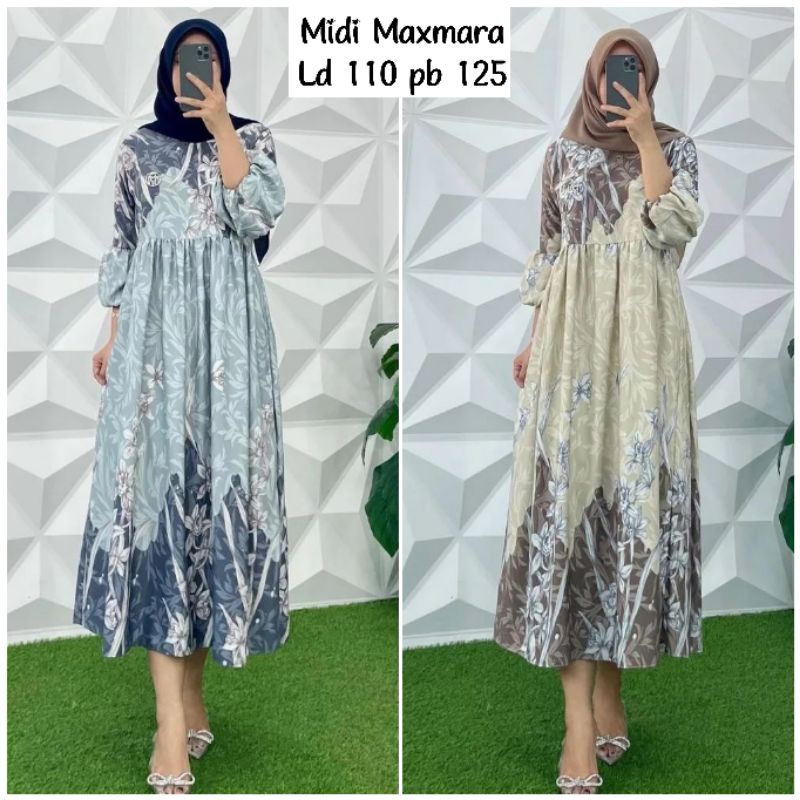 Midi Dress Wanita Maxmara Lux Motif 0556 PREMIUM TERBARU BEST SELLER