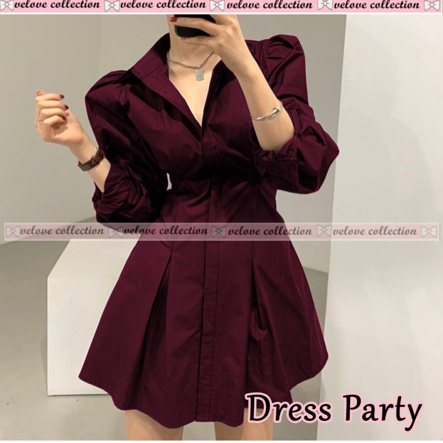 Baju Dress Wanita Korea Casual Dres Waist Party  / Pakaian Cewek Pesta Murah Baju Wanita Kekinian Te